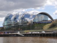 The Sage Centre in Gateshead, on the south bank of the Tyne, as seen from Newcastle, on the north bank.