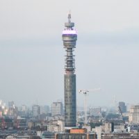 The BT Tower, as seen looking east from the area around Paddington Station.