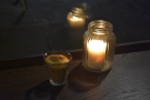 I was there in the evening, when the lights were joined by table lights in jam jars.