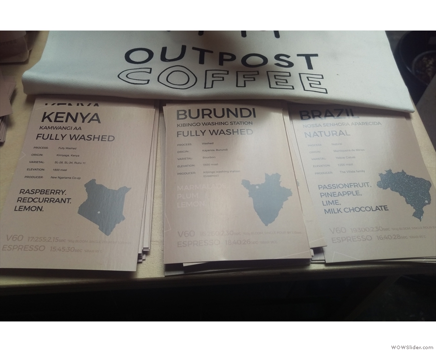 Outpost had two washed coffees & a Brazilian natural, but the standout for me was the...