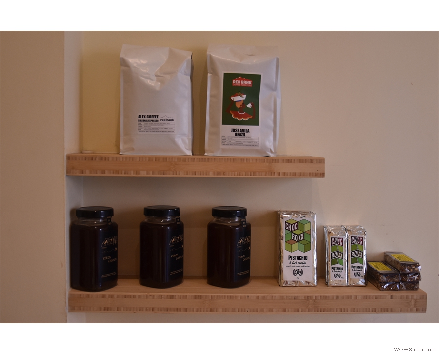... while shelves on the right display the coffee from the Lake District's Red Bank.
