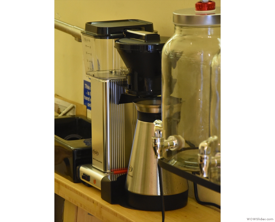 There's a cafetiere option (for two) or batch brew from the Moccamaster.