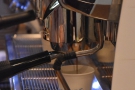 If you stand at the far end of the counter, you can watch the espresso extracting...