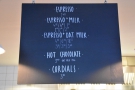 Then comes the concise espresso menu...
