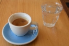 I also tried the coffee as an espresso, served with a glass of sparkling water on the side.