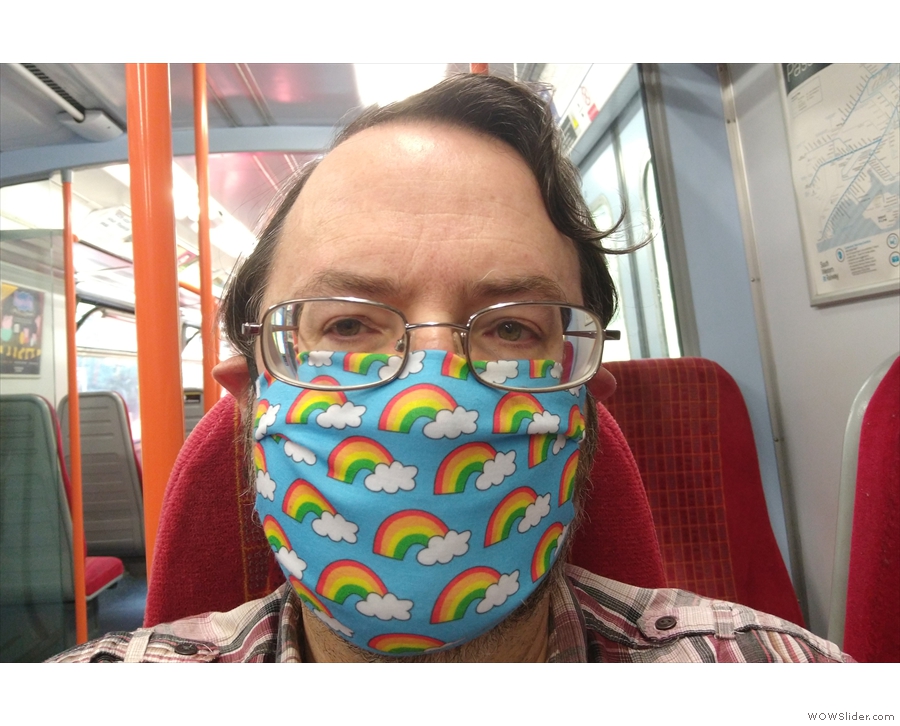 I was, of course, suitably masked, wearing my rainbow mask made by my friend Cherie.