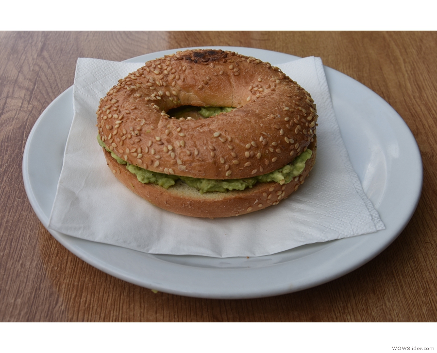 I was there for lunch, so had the avocado bagel, which I paired with...