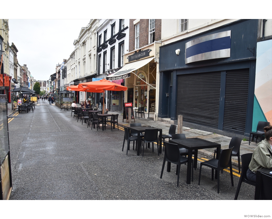 As a result, Bold Street Coffee has put these three four-person tables on the street...