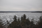 ... as the train made its way alongside the frozen lake...
