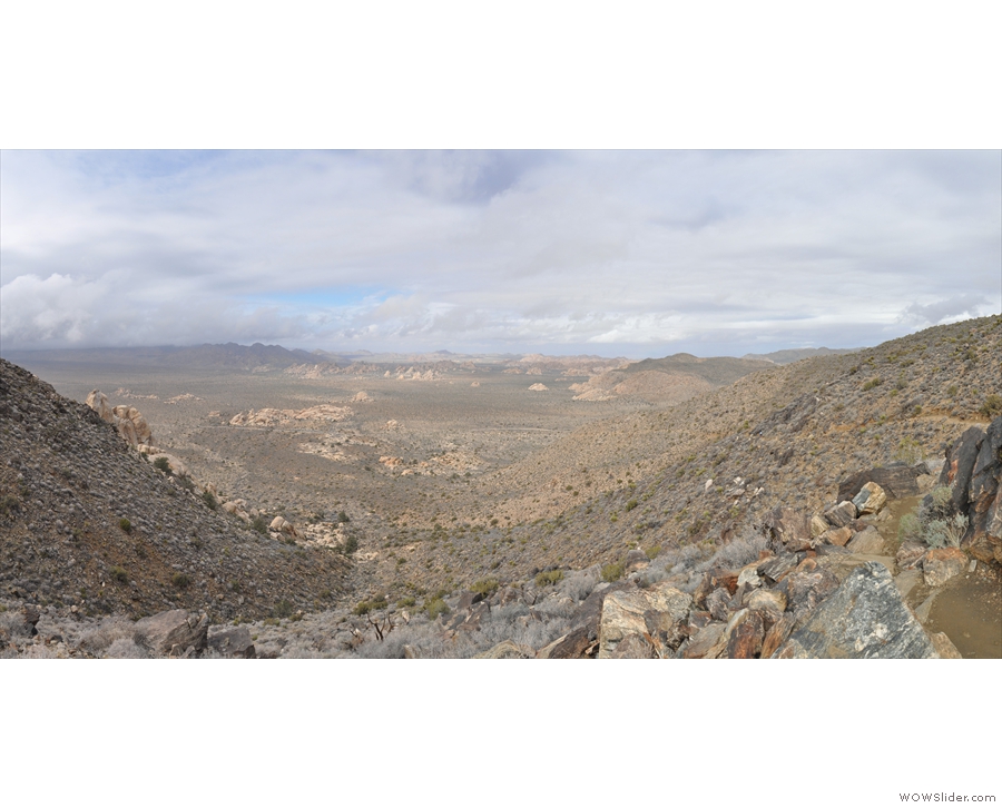 And here we are: a panoramic view from near the top of the valley, still looking north.