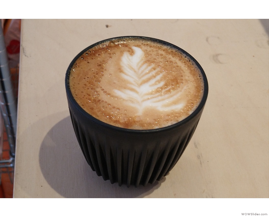 Another flat white from another recent visit, this time in my HuskeeCup.