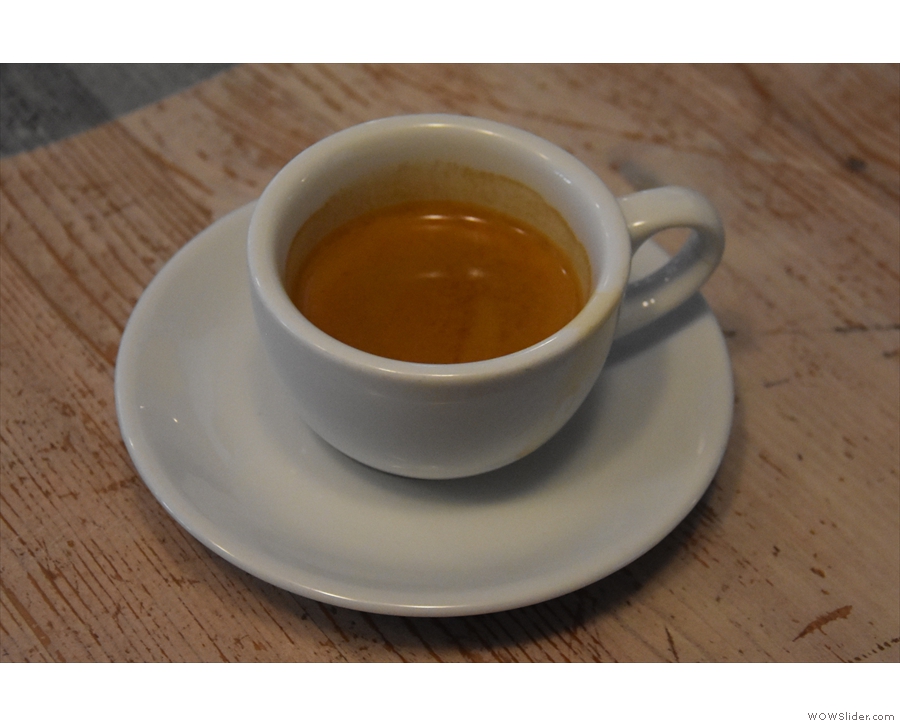 And here it is, my espresso, made with Chimney Fire Coffee's Classic Espresso.