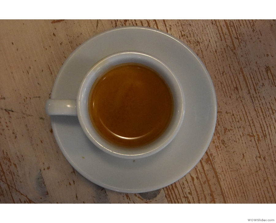I'll leave you with a classic view of my classic espresso (in a classic cup).