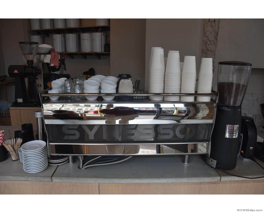In 2018, the espresso machine was a rather swanky Synesso...