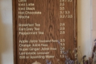Talking of which, the very smart menu is on the wall at the left-hand end of the counter...
